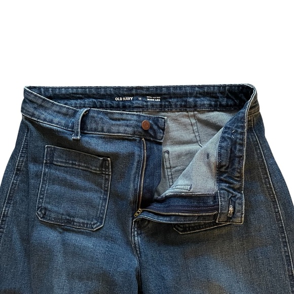 Old Navy Size 12 Jeans Extra High Rise Wide Leg Front Patch Pockets - Picture 6 of 8